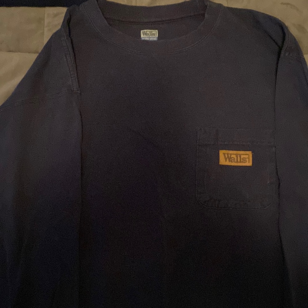 Walls Workwear Pocket Long Sleeve Navy